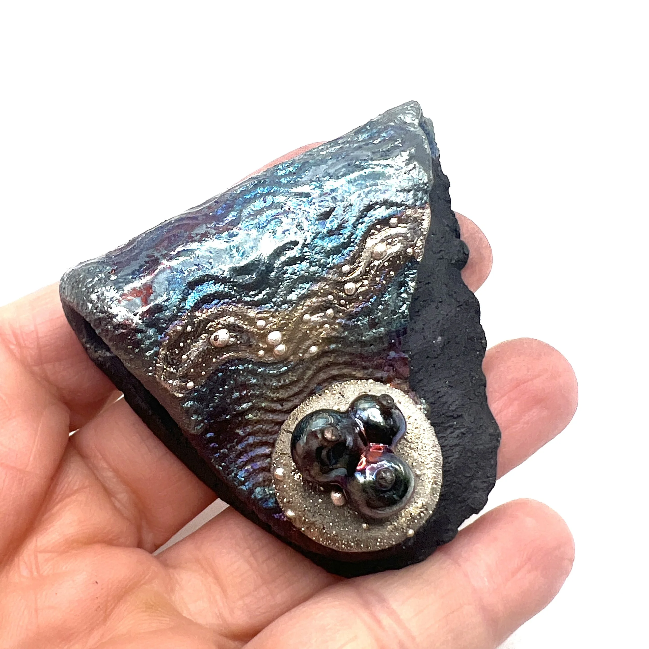 Raku Fold Over Pendant Ceramic Jewelry Supply Handmade by